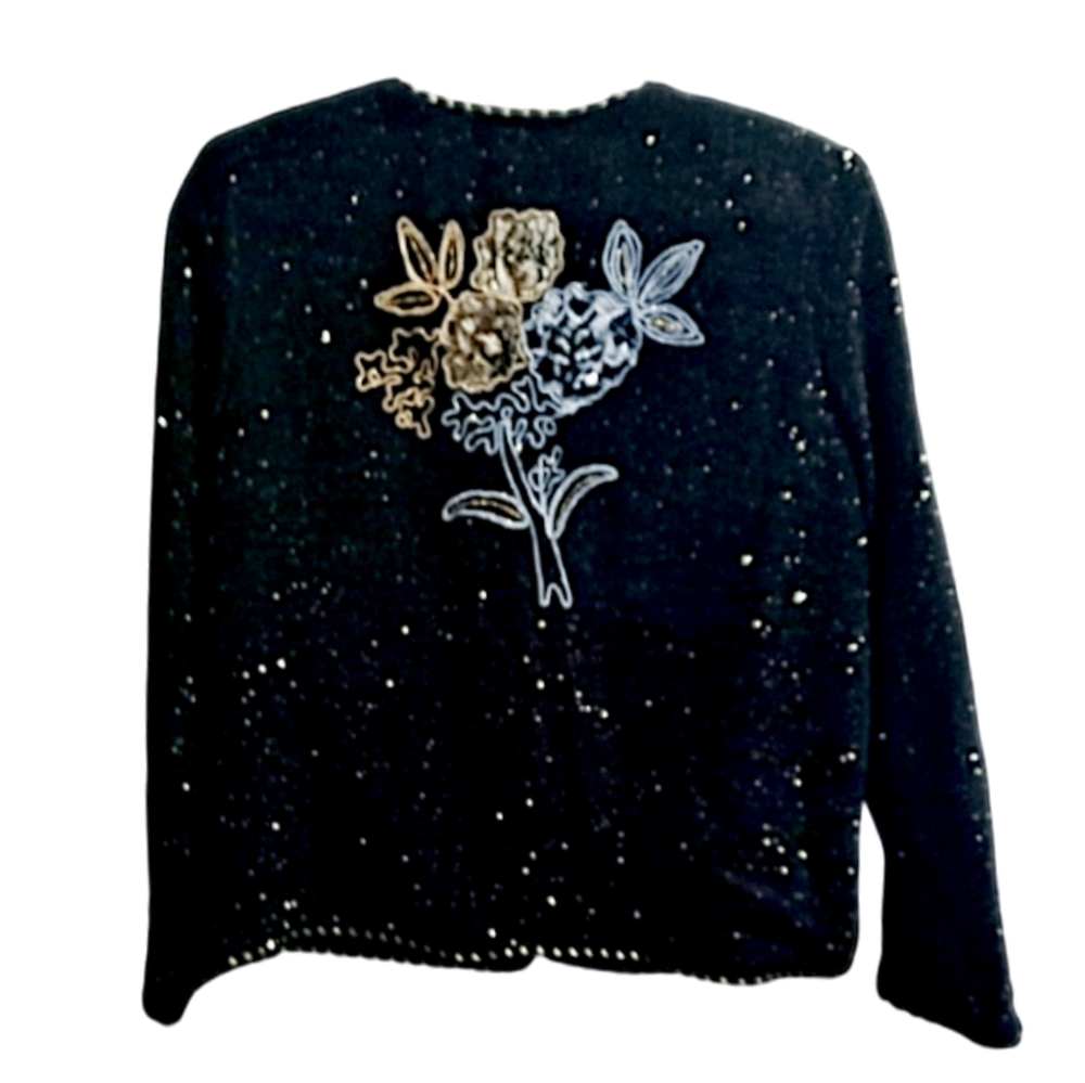 Draper's & Damon's ~ Floral Formal Wear Jacket with Embroidered Flowers & Gold - Picture 4 of 6